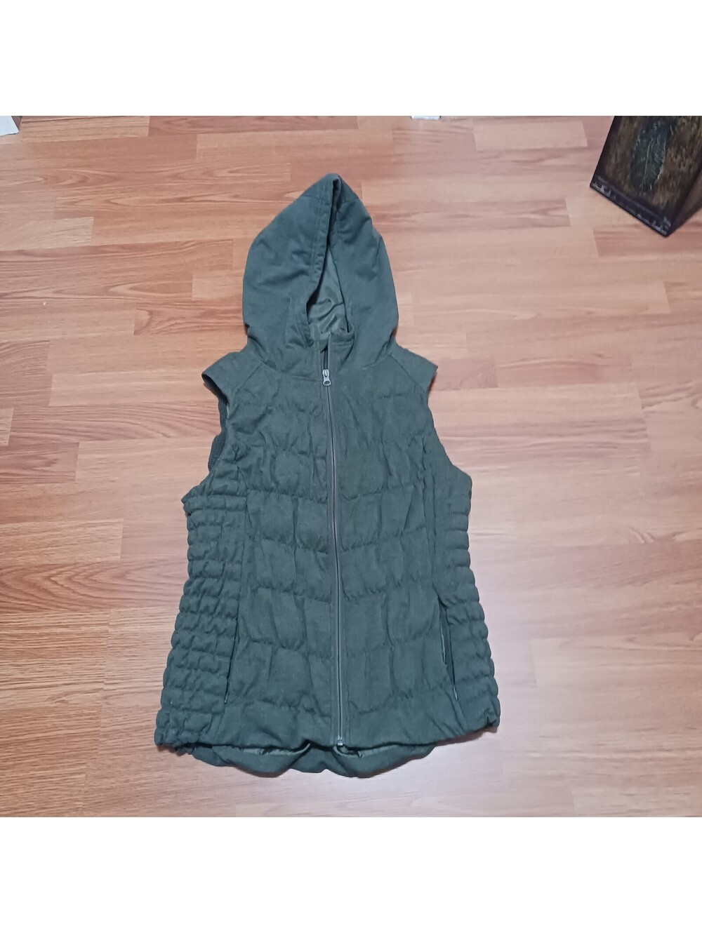 Women's Quilted Hooded Vest Green  Size  Large